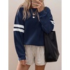 image:imageBTFBM Varsity Striped Sweatshirt Womens Long Sleeve TopsNavy Blue