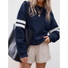 image:imageBTFBM Varsity Striped Sweatshirt Womens Long Sleeve TopsNavy Blue