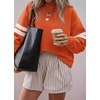 image:imageBTFBM Varsity Striped Sweatshirt Womens Long Sleeve TopsOrange