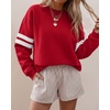image:imageBTFBM Varsity Striped Sweatshirt Womens Long Sleeve TopsRed