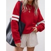 image:imageBTFBM Varsity Striped Sweatshirt Womens Long Sleeve TopsRed