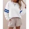 image:imageBTFBM Varsity Striped Sweatshirt Womens Long Sleeve TopsWhite