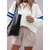 image:imageBTFBM Varsity Striped Sweatshirt Womens Long Sleeve TopsWhite