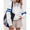 image:imageBTFBM Varsity Striped Sweatshirt Womens Long Sleeve TopsWhite