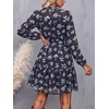 image:imageBTFBM Womens Dresses Fall Chiffon Floral V Neck Long Sleeve Mini DressBlack Blue Flower