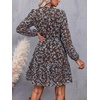 image:imageBTFBM Womens Dresses Fall Chiffon Floral V Neck Long Sleeve Mini DressBrown Blue Flower