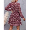 image:imageBTFBM Womens Dresses Fall Chiffon Floral V Neck Long Sleeve Mini DressBurgundy Flower