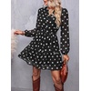 image:imageBTFBM Womens Dresses Fall Chiffon Floral V Neck Long Sleeve Mini DressDot Black White