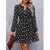 image:imageBTFBM Womens Dresses Fall Chiffon Floral V Neck Long Sleeve Mini DressDot Black White