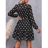 image:imageBTFBM Womens Dresses Fall Chiffon Floral V Neck Long Sleeve Mini DressDot Black White