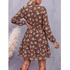 image:imageBTFBM Womens Dresses Fall Chiffon Floral V Neck Long Sleeve Mini DressLight Brown Flower