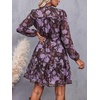 image:imageBTFBM Womens Dresses Fall Chiffon Floral V Neck Long Sleeve Mini DressPurple Flower