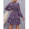 image:imageBTFBM Womens Dresses Fall Chiffon Floral V Neck Long Sleeve Mini DressPurple Rose