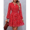 image:imageBTFBM Womens Dresses Fall Chiffon Floral V Neck Long Sleeve Mini DressRed Flower