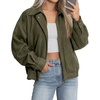 image:imageBTFBM Faux Suede Jacket Women Oversized Long Sleeve Bomber CoatsArmy Green