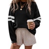image:imageBTFBM Varsity Striped Sweatshirt Womens Long Sleeve TopsBlack