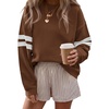 image:imageBTFBM Varsity Striped Sweatshirt Womens Long Sleeve TopsBrown