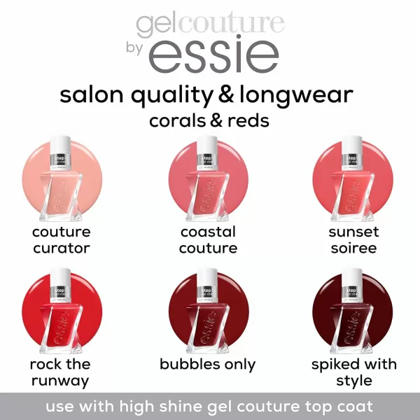 Essie Gel Couture Longwear Nail Polish  Top Coat Kit Scarlet Red Nail Polish Rock The Runway  Top Coat Gifts For Women And Men 046Oz Each06 SPIKED WITH STYLE
