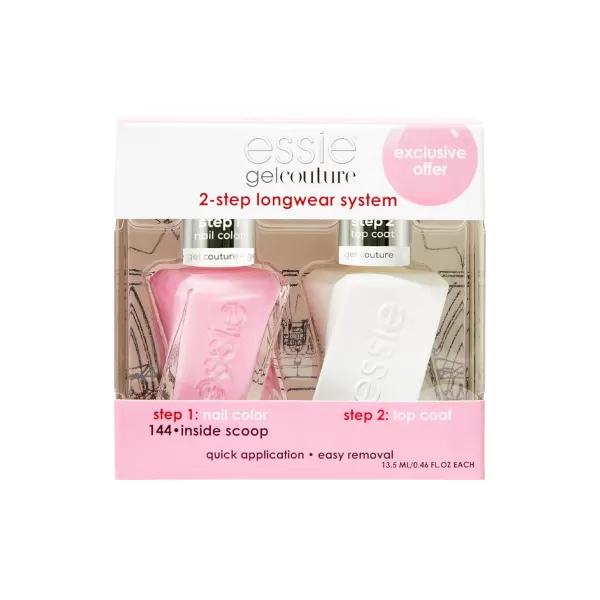Essie Gel Couture Longwear Nail Polish  Top Coat Kit Scarlet Red Nail Polish Rock The Runway  Top Coat Gifts For Women And Men 046Oz Each08 INSIDE SCOOP KIT