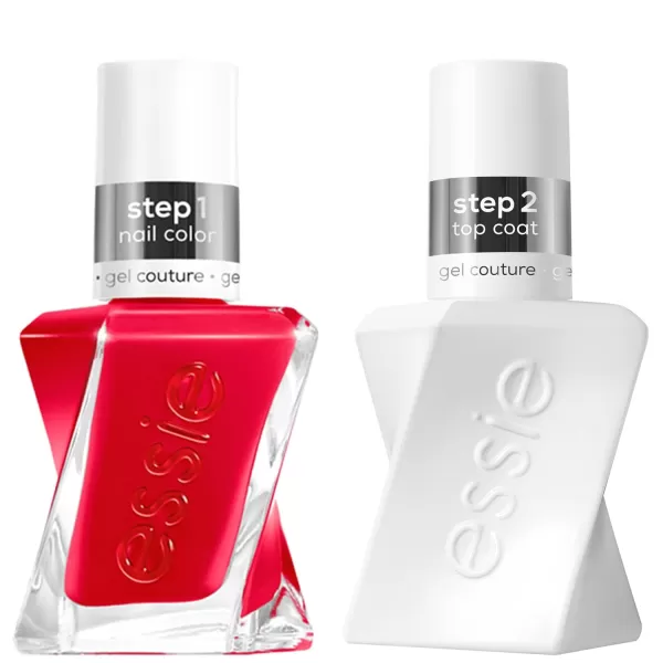 Essie Gel Couture Longwear Nail Polish  Top Coat Kit Scarlet Red Nail Polish Rock The Runway  Top Coat Gifts For Women And Men 046Oz Each09 ROCK THE RUNWAY KIT