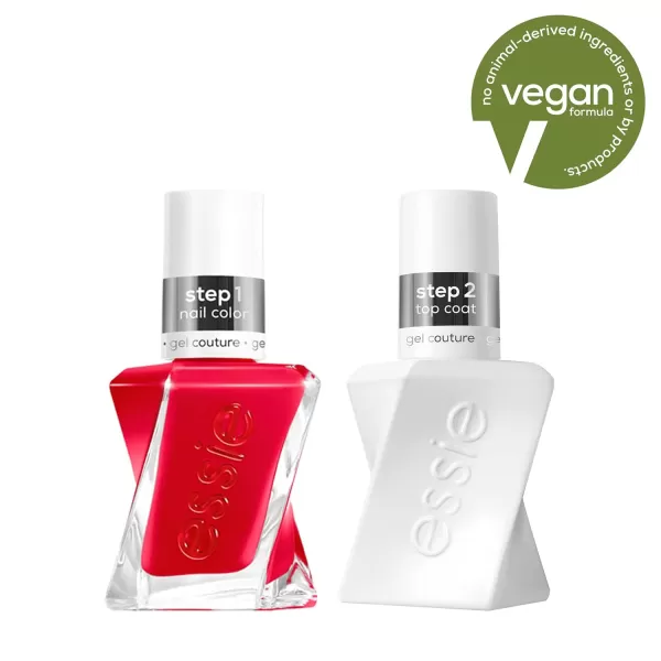 Essie Gel Couture Longwear Nail Polish  Top Coat Kit Scarlet Red Nail Polish Rock The Runway  Top Coat Gifts For Women And Men 046Oz Each09 ROCK THE RUNWAY KIT