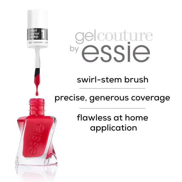 Essie Gel Couture Longwear Nail Polish  Top Coat Kit Scarlet Red Nail Polish Rock The Runway  Top Coat Gifts For Women And Men 046Oz Each360 SPIKED WITH STYLE