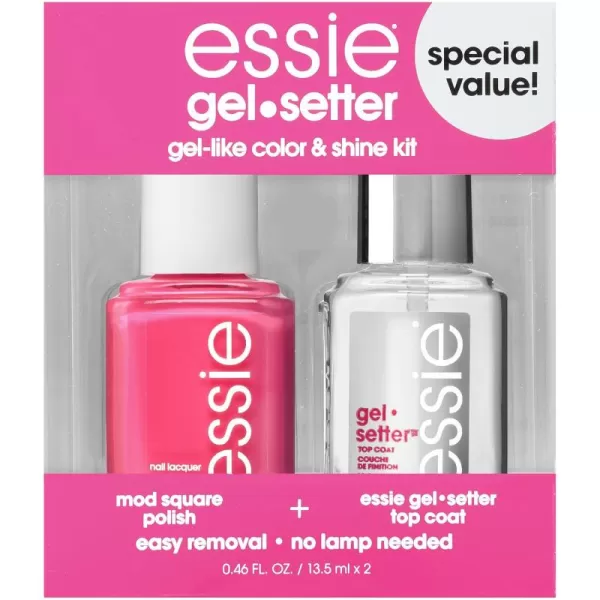 essie Gel Couture Nail Polish Kit Hot Pink Nail Polish  Top Coat Mod Squad 046 oz each41 CORECARE MOD SQUARE GS KIT