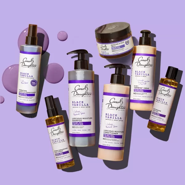 Carols Daughter Purple Bundle Black Vanilla Leave In Conditioner for Curly Wavy or Natural Hair 8 Fl Oz  essie SalonQuality Vegan Nail Polish Bright Purple Play Date 046 fl ozLeave In Conditioner Spray