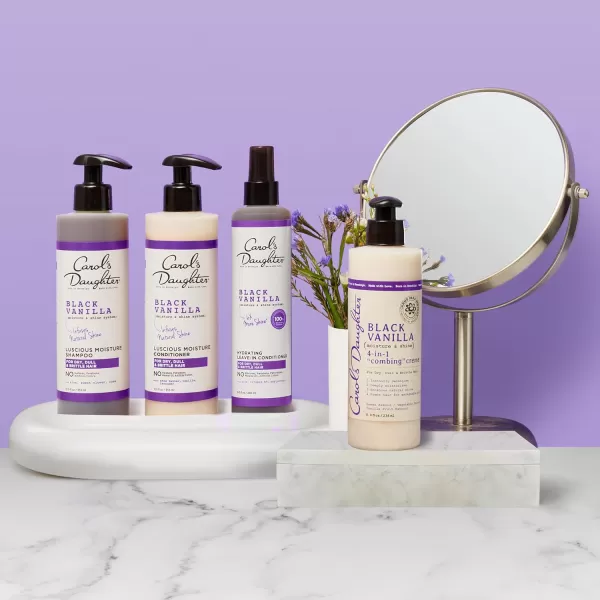 Carols Daughter Purple Bundle Black Vanilla Leave In Conditioner for Curly Wavy or Natural Hair 8 Fl Oz  essie SalonQuality Vegan Nail Polish Bright Purple Play Date 046 fl ozLeave In Conditioner Spray