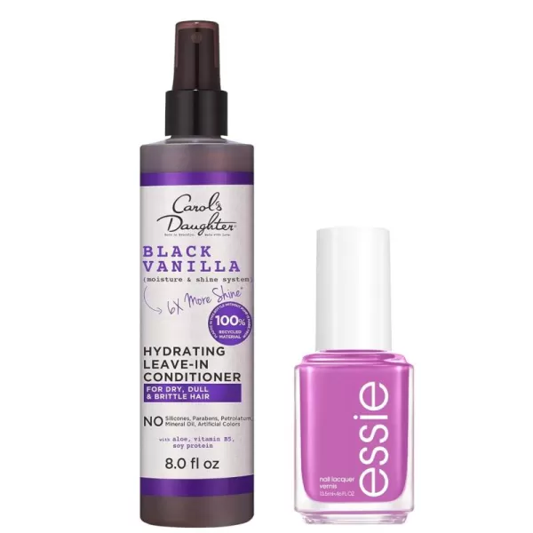 Carols Daughter Purple Bundle Black Vanilla Leave In Conditioner for Curly Wavy or Natural Hair 8 Fl Oz  essie SalonQuality Vegan Nail Polish Bright Purple Play Date 046 fl ozConditioner  Nail Polish Bundle