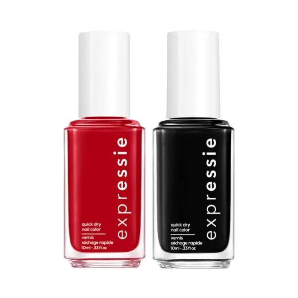 essie Expressie Quick Dry Nail Polish Best Sellers Set Seize The Minute Red Nail Polish Now Or Never Black Nail Polish Gifts For Women And Men 033 Oz Each22 EXPRESSIE BEST SELLERS BUNDLE SEIZE THE MINUTE  NOW OR NEVER