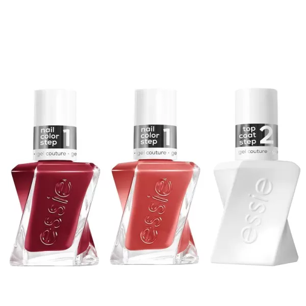 essie Nail Polish Set electric butterfly  Longwear Gellike Nail Polish Woven at Heart Coral  Put in the Patchwork Red Gellike Shiny Top Coat