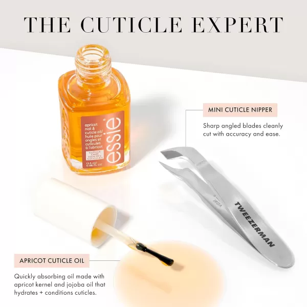Tweezerman x Essie The Cuticle Expert Bundle  Essies Apricot Cuticle Oil And Tweezermans Mini Cuticle Nipper