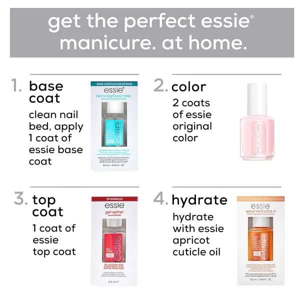 essie Apricot Nail and Cuticle Oil Set Vegan Softened and Nourished cuticles For Home and Travel 046 fl oz eachALL IN ONE BASE COAT  TOP COAT