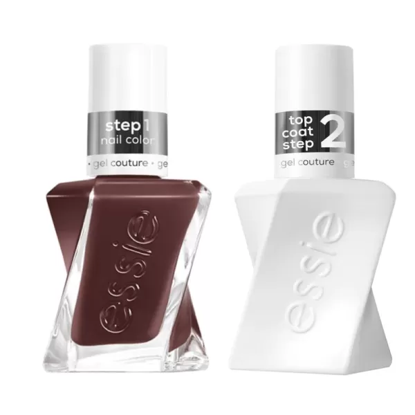 Essie Gel Couture Longwear Top Coat Kit Clear Shiny Top Coat  Soft Matte Top Coat 046 fl oz eachRaisin Brown
