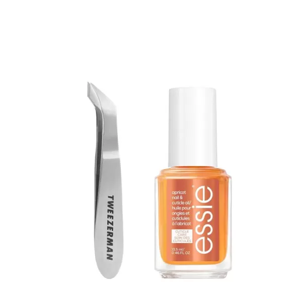 Tweezerman x Essie The Cuticle Expert Bundle  Essies Apricot Cuticle Oil And Tweezermans Mini Cuticle Nipper