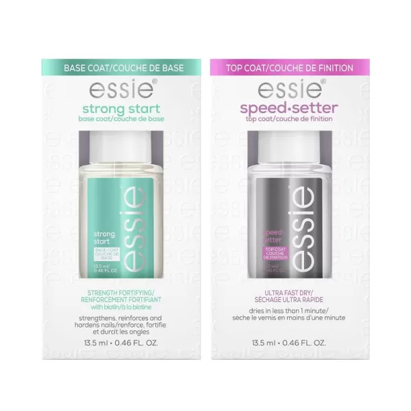 essie Apricot Nail and Cuticle Oil Set Vegan Softened and Nourished cuticles For Home and Travel 046 fl oz eachBASE COAT  TOP COAT KIT