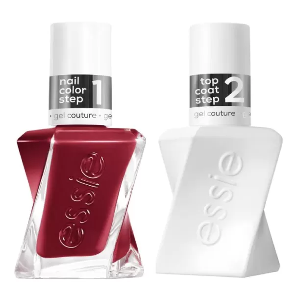 essie Gel Couture Longwear Nail Polish Set Red Nail Polish Put in the Patchwork  Gellike Shiny Top Coat 046 fl oz each