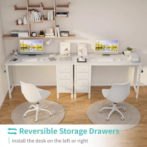 Lufeiya Computer Desk with Fabric Drawers  55 Inch Long Study Work Writing Desk for Home Office Bedroom Simple Modern Cute PC Desks with Drawer Rustic BrownWarm White
