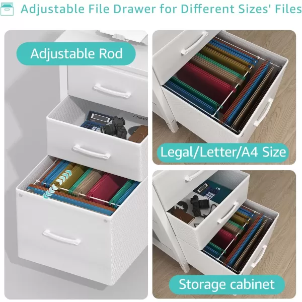 Lufeiya Computer Desk with File Drawers Cabinet 47 Inch Home Office Desks with Filing Cabinet for Small Space Gaming Study Writing Table PC Desks BlackWhite