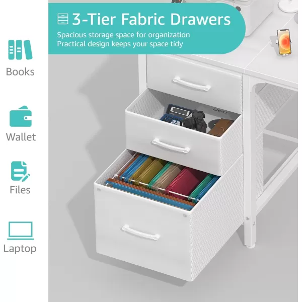 Lufeiya Computer Desk with File Drawers Cabinet 47 Inch Home Office Desks with Filing Cabinet for Small Space Gaming Study Writing Table PC Desks BlackWhite