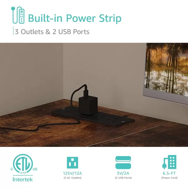 Lufeiya L Shaped Desk with Drawers ampamp Storage Shelves 47 Inch Corner Computer Desk with Power Outlet for Home Office Bedroom LShaped Gaming PC Desks with Fabric Drawer Rustic BrownBrown