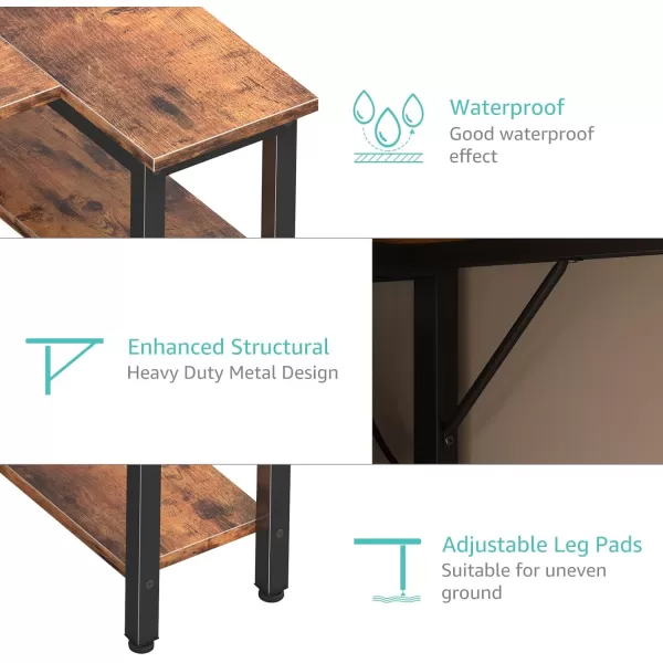 Lufeiya L Shaped Desk with Drawers ampamp Storage Shelves 47 Inch Corner Computer Desk with Power Outlet for Home Office Bedroom LShaped Gaming PC Desks with Fabric Drawer Rustic BrownBrown