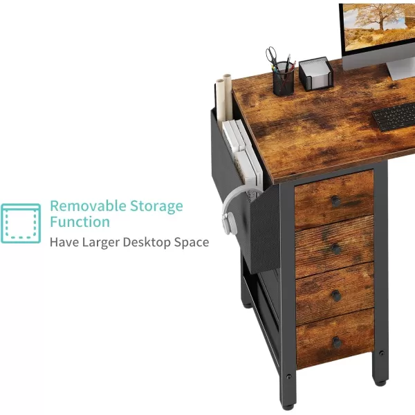 Lufeiya L Shaped Desk with Drawers ampamp Storage Shelves 47 Inch Corner Computer Desk with Power Outlet for Home Office Bedroom LShaped Gaming PC Desks with Fabric Drawer Rustic BrownBrown