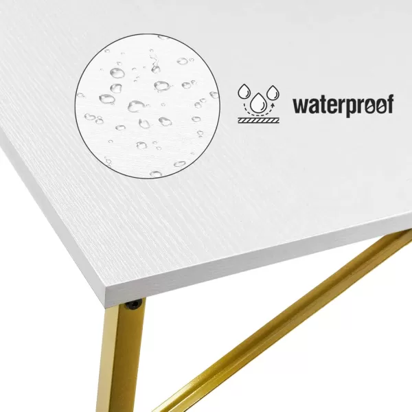 Lufeiya Small Computer Desk Study Table for Small Spaces Home Office 31 Inch Rustic Student Laptop PC Writing Desks with Storage Bag Headphone HookBrownWhite Gold