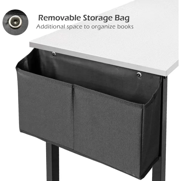 Lufeiya Small Computer Desk Study Table for Small Spaces Home Office 31 Inch Rustic Student Laptop PC Writing Desks with Storage Bag Headphone HookBrownWhite Black