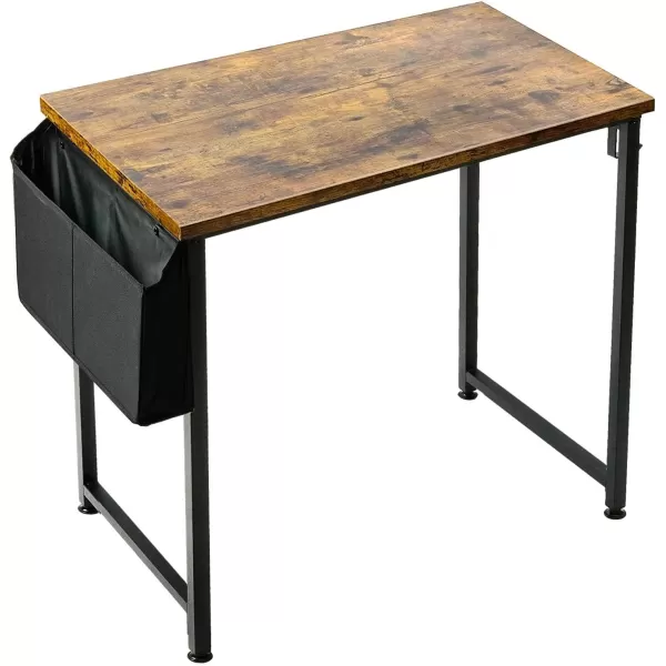 Lufeiya Small Computer Desk Study Table for Small Spaces Home Office 31 Inch Rustic Student Laptop PC Writing Desks with Storage Bag Headphone HookBrownRustic Brown