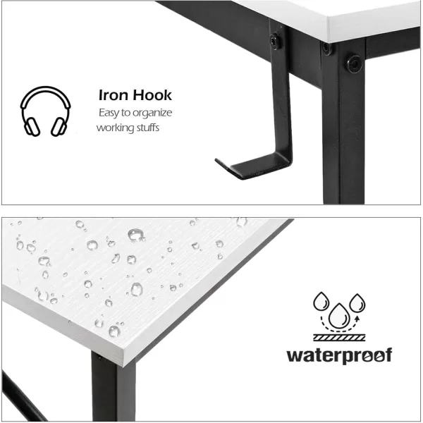 Lufeiya Small Computer Desk Study Table for Small Spaces Home Office 31 Inch Rustic Student Laptop PC Writing Desks with Storage Bag Headphone HookBrownWhite Black