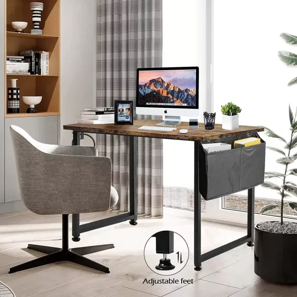 Lufeiya Small Computer Desk Study Table for Small Spaces Home Office 31 Inch Rustic Student Laptop PC Writing Desks with Storage Bag Headphone HookBrownRustic Brown