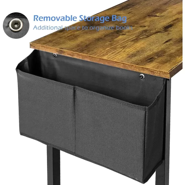 Lufeiya Small Computer Desk Study Table for Small Spaces Home Office 31 Inch Rustic Student Laptop PC Writing Desks with Storage Bag Headphone HookBrownRustic Brown